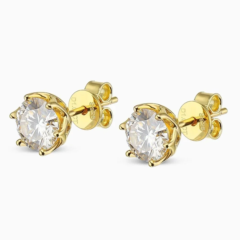 Certified 2ct. t.w. Moissanite Diamond Solitaire Stud Earrings NEW